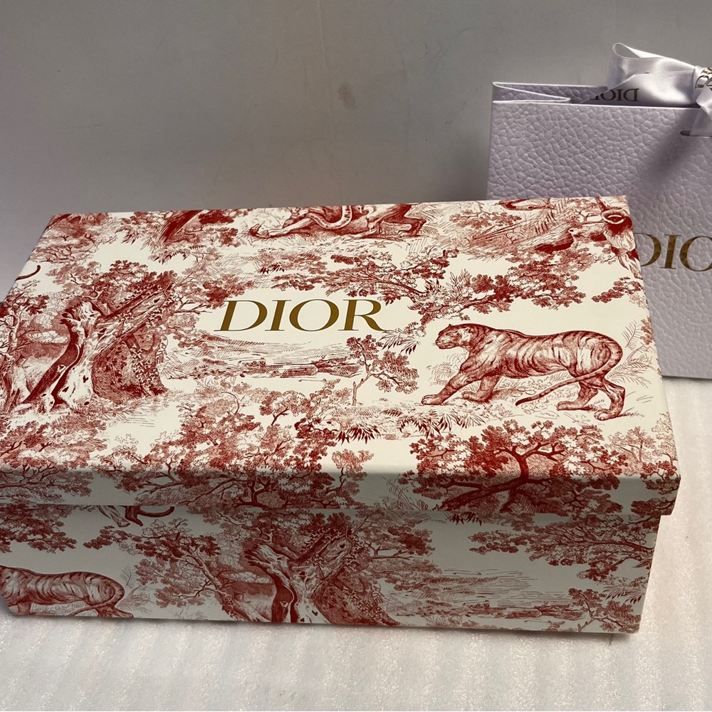 Dior Red Toile De Jouy Gift Box Dior Limited Edition Storage Box Dior Ribbon